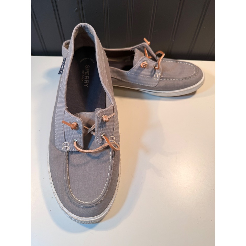 Sperry Top-Sider Crest Boat Shoes Grey Canvas Sneakers STS80687 Womens 12